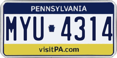 PA license plate MYU4314