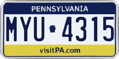 PA license plate MYU4315