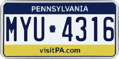 PA license plate MYU4316