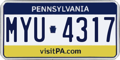 PA license plate MYU4317