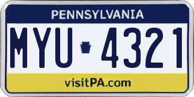 PA license plate MYU4321