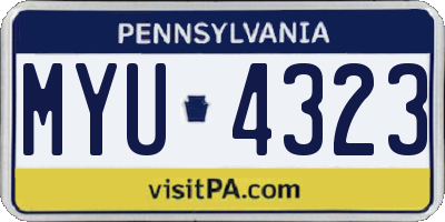 PA license plate MYU4323