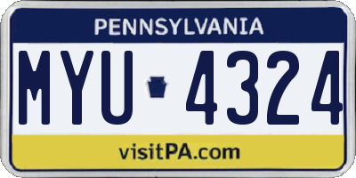 PA license plate MYU4324
