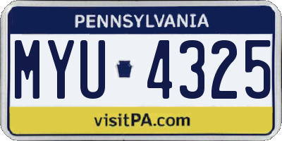 PA license plate MYU4325