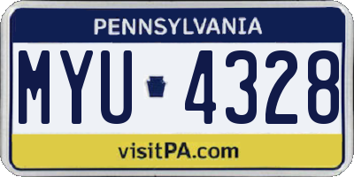 PA license plate MYU4328
