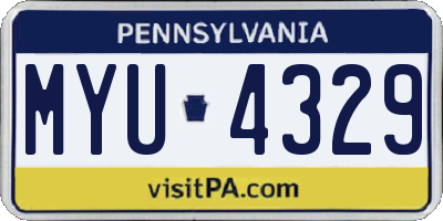 PA license plate MYU4329