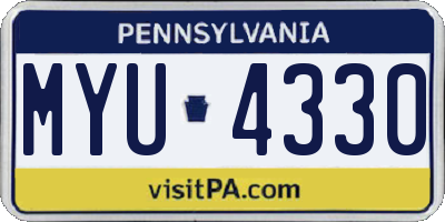 PA license plate MYU4330