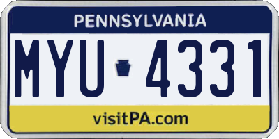 PA license plate MYU4331