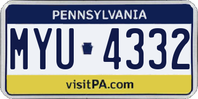 PA license plate MYU4332