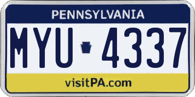 PA license plate MYU4337