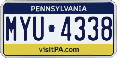 PA license plate MYU4338