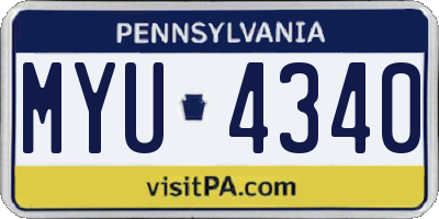 PA license plate MYU4340