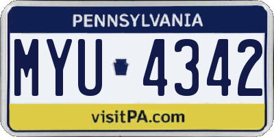 PA license plate MYU4342