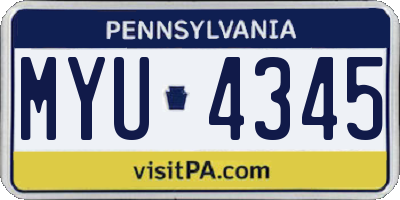 PA license plate MYU4345