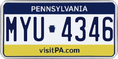 PA license plate MYU4346