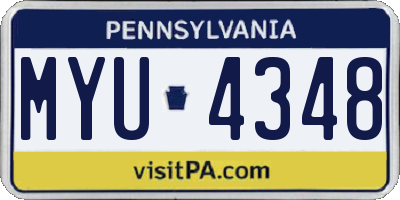 PA license plate MYU4348