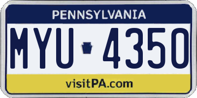 PA license plate MYU4350
