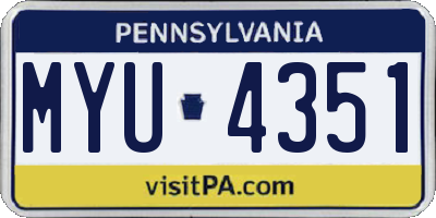 PA license plate MYU4351