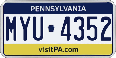 PA license plate MYU4352