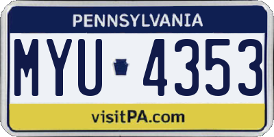 PA license plate MYU4353