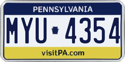 PA license plate MYU4354