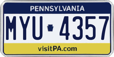 PA license plate MYU4357