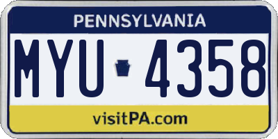 PA license plate MYU4358