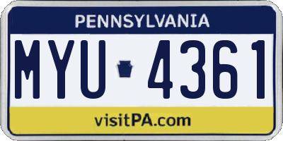 PA license plate MYU4361