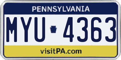 PA license plate MYU4363