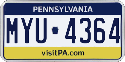 PA license plate MYU4364