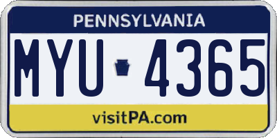 PA license plate MYU4365