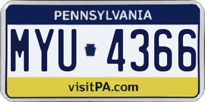 PA license plate MYU4366