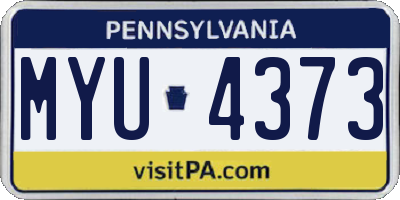 PA license plate MYU4373
