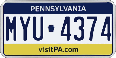 PA license plate MYU4374