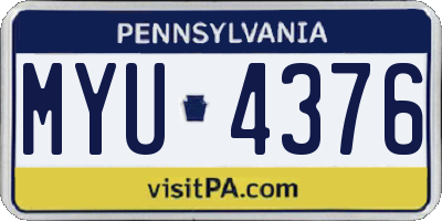 PA license plate MYU4376