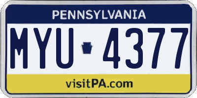 PA license plate MYU4377