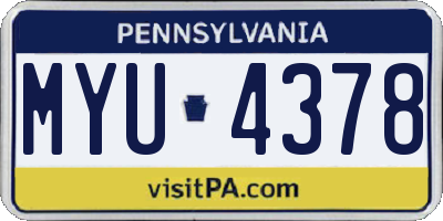 PA license plate MYU4378