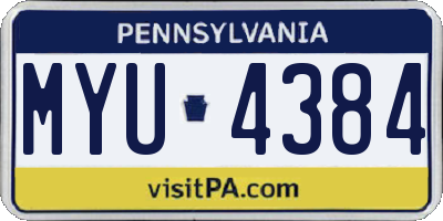 PA license plate MYU4384
