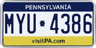 PA license plate MYU4386