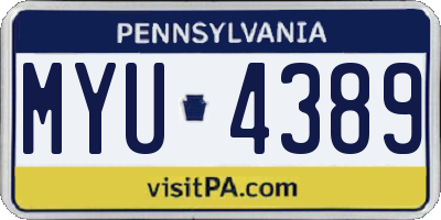 PA license plate MYU4389