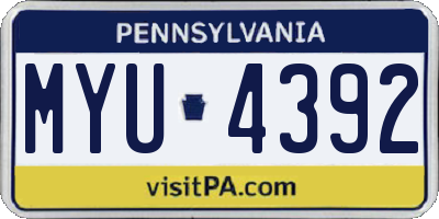 PA license plate MYU4392