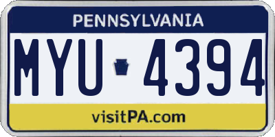 PA license plate MYU4394