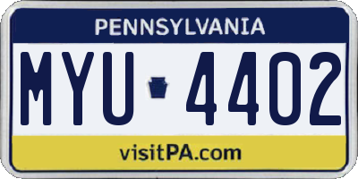 PA license plate MYU4402