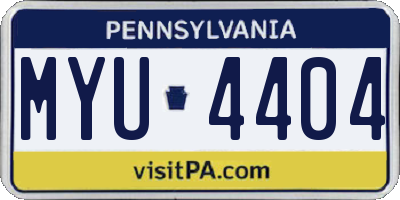 PA license plate MYU4404