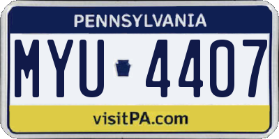 PA license plate MYU4407