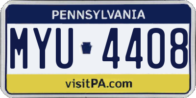 PA license plate MYU4408