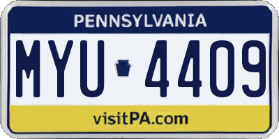 PA license plate MYU4409