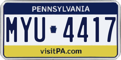 PA license plate MYU4417