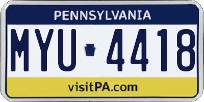PA license plate MYU4418
