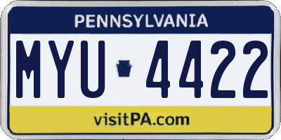 PA license plate MYU4422